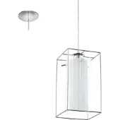 Eglo 94377 Loncino 1 Lampe à suspendre acier chrome verre satiné clair blanc