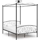 vidaXL Châssis de lit à baldaquin noir métal 140 x 200 cm