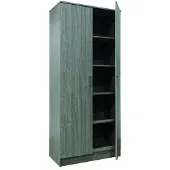 Molecule Armoire de rangement Ray 80cm à 2 portes et 4 tablettes - chêne gris