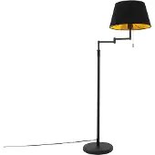 QAZQA Lampadaire noir avec abat-jour noir et bras réglable - Ladas Deluxe