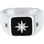 KUZZOI Bague 'Siegel' noir / argent