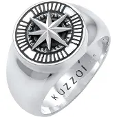 KUZZOI Bague 'Kompass' anthracite / argent