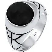 KUZZOI Bague 'Siegel' noir / argent