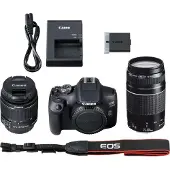 Canon Appareil Photo Reflex EOS 2000D + Objectif EF-S 18-55 mm f/3.5-5.6 IS II + Objectif EF 75-300 mm f/4-5.6 III + Sac SB130 + Carte mémoire SD 16 Go