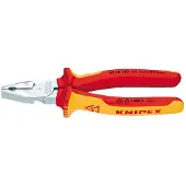 Knipex Pince universelle VDE, grande puissance, Long. : 180 mm, Capacité de coupe du Ø du fil dur 2,5 mm, Capacité de coupe du Ø de la corde à piano 2,0 mm