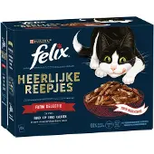Felix Délicieuses Lamelles Farm Selection au bœuf, poulet, canard, à la dinde pâtée en sauce pour chat