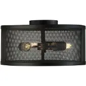 Searchlight Fishnet plafonnier à 3 flammes rond 45cm noir mat
