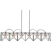 Searchlight Anthea 6-flamme cadre noir suspension avec des détails de cuivre vintage