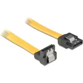 DeLOCK - Câble SATA - Serial ATA 150/300 - SATA (F) pour SATA (F) - 10 cm - connecteur à angle vers le bas, verrouillé, connecteur droite - jaune