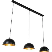 QAZQA Suspension industrielle noire avec or 3 lumières - Magnax