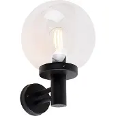 QAZQA Applique murale d'extérieur noire avec sphère en plastique IP44 acier inoxydable - Sfera
