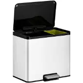 EKO - Essential 2 Recycler Treteimer 20+9 Liter - Acier Polypropylène - Weiß