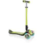 Globber ELITE DELUXE LIGHTS - trottinette enfants, 120/80 mm, ABEC 5, 3 roues, hauteur réglable, roues LED, vert citron