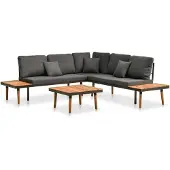 vidaXL Ensemble de salon de jardin 4 pièces avec coussins en bois massif d'acacia