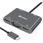 Sandberg USB-C Dock 2xHDMI+1xVGA+USB+PD