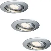 Paulmann Ensemble de spots encastrables Premium, orientables, LED, 3 x 3,5W, 2700K, 230V, culot GU10, diamètre 51mm, finition chromée mate/aluminium, zinc