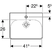 Geberit Lave-mains Smyle Square avec trop-plein asymétrique, Blanc, 45x16x36cm, trou de robinetterie au centre