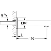 GROHE Eurocube bec de baignoire, saillie 170mm, 13303000