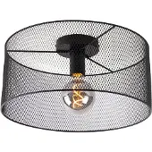 QAZQA Plafonnier industriel noir - Drum Mesh