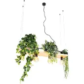 QAZQA Suspension industrielle noire avec bois 4 lumières - Shelf