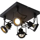 QAZQA Spot industriel noir 4 lumières - Suplux