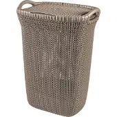 Curver Panier à linge, 2 anses, couvercle, gris foncé, 57 L, 45x61x34 cm, Curver