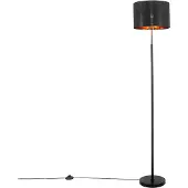 QAZQA Lampadaire intelligent noir avec rond doré avec WiFi A60 - VT