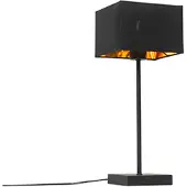 QAZQA Lampe de table moderne abat-jour en tissu noir avec or - VT 1