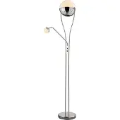 TRIO Lampadaire LED - Chrome - Blanc - Verre acrylique - Métal - 2 flammes - H 180 cm - avec bras de lecture