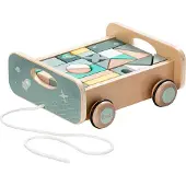 Howa Chariot à tirer avec 25 cubes en bois 'space' 6018
