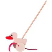 Goki Canard à pousser - - H17 cm - Bois - A partir de 1 an - Mixte