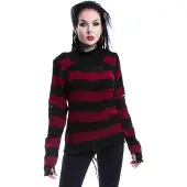 Vixxsin Pull tricoté de - Haut Annabella - M - 4XL - pour Femme - rouge/noir - Taille XL