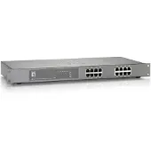 Level One Commutateur Ethernet rapide 16 ports, 480W, 802.3at PoE+, non géré, Fast Ethernet (10/100), Vollduplex, Power over Ethernet (PoE), Rack-Einbau