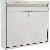 Rottner boîte aux lettres Teramo, montage mural, introduction des deux côtés, verrou nominatif, serrure à cylindre, 2 clés incluses, acier inoxydable, L 360 x P 80 x H 320 mm