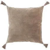 J-Line Coussin floches coton velours marron