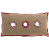 J-Line Coussin rectangulaire 3 miroirs jute naturel/rose