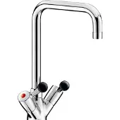 Delabie MBatt. Mitigeur monobloc 1 trou 45 l/min, bec pivotant L300, bouton sphérique en bakélite