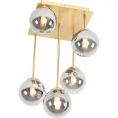 QAZQA Plafonnier moderne doré 5 lumières avec verre fumé - Athènes