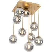 QAZQA Plafonnier moderne doré 9 lumières avec verre fumé - Athènes
