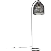 QAZQA Lampadaire rustique noir avec rotin - Sam