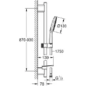 GROHE Barre de douche Rainshower 130 SA 900mm 3 jets EcoJoy chromé