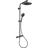 Differnz Thermoline Regendouche Thermostatique - Rond Stortdouche 25 cm Handdouche 12 cm - Doucheset - Mat Zw