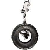 Flamingo Gladiator Rubber Tire & Rope Dog Toy Argenté 20 cm