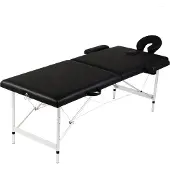 vidaXL Table de massage pliante 2 zones avec châssis en aluminium noir