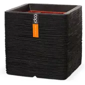 Capi Europe Jardinière Nature Rib Carré 50 x 50 cm Noir