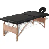 vidaXL Table de massage pliante 2 zones avec châssis en bois noir