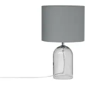 Beliani Lampe de table Gris Verre fumé 44 cm Abat-jour rond en tissu Forme de vase Câble avec interrupteur Design minimaliste