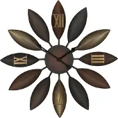 Beliani Horloge murale fer brun doré ø 55 cm forme ronde motif floral style rustique moderne accessoires