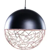 Beliani Suspension en métal noir, abat-jour sphérique avec optique en maille cuivrée, style minimaliste