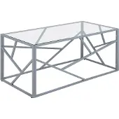 Beliani Table basse en métal argenté avec plateau en verre au design géométrique Glam